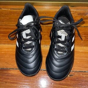 Kids Black and White Adidas Soccer Athletic Shoes